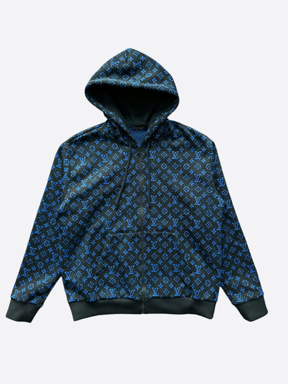 Louis Vuitton Black & Blue Monogram Zip Up Hoodie