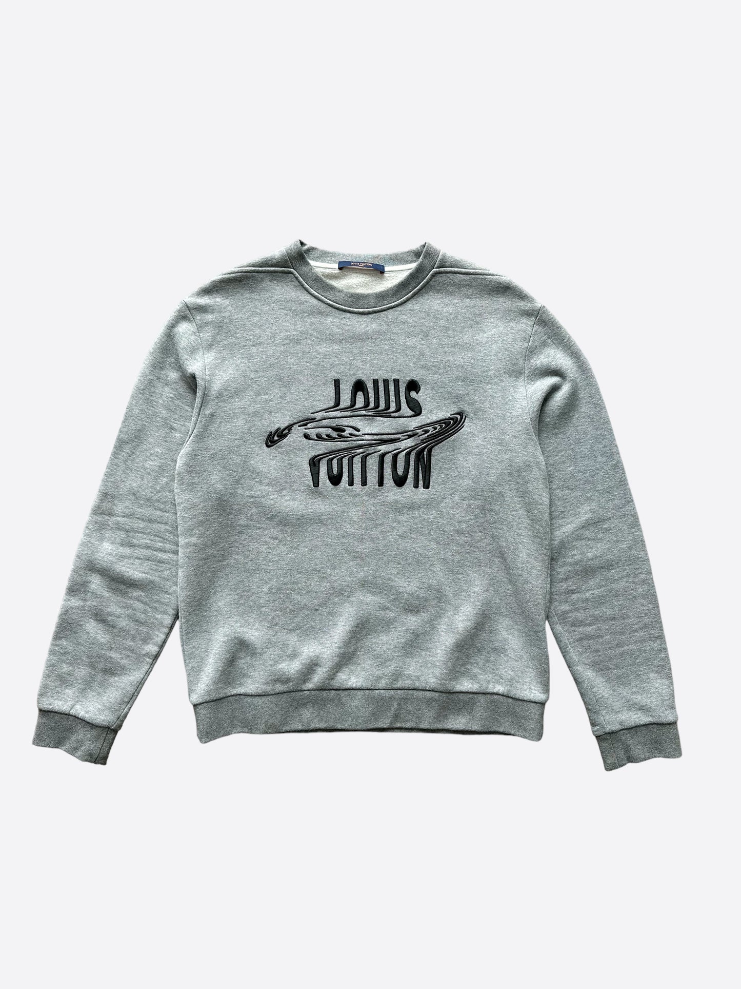 Shop Louis Vuitton DAMIER Crew Neck Sweat Long Sleeves Cotton Logo