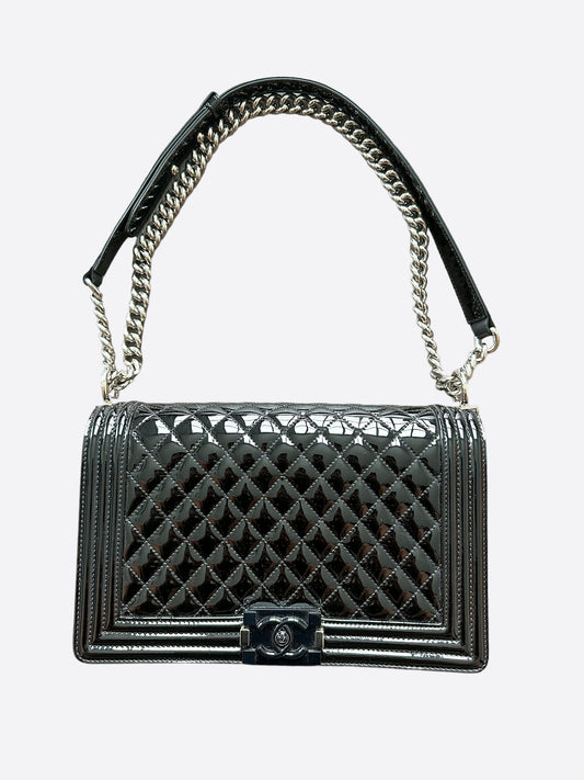 Chanel Large Patent Black Boy Bag