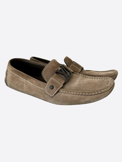 Louis Vuitton Brown Suede Logo Loafers