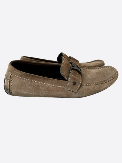 Louis Vuitton Brown Suede Logo Loafers