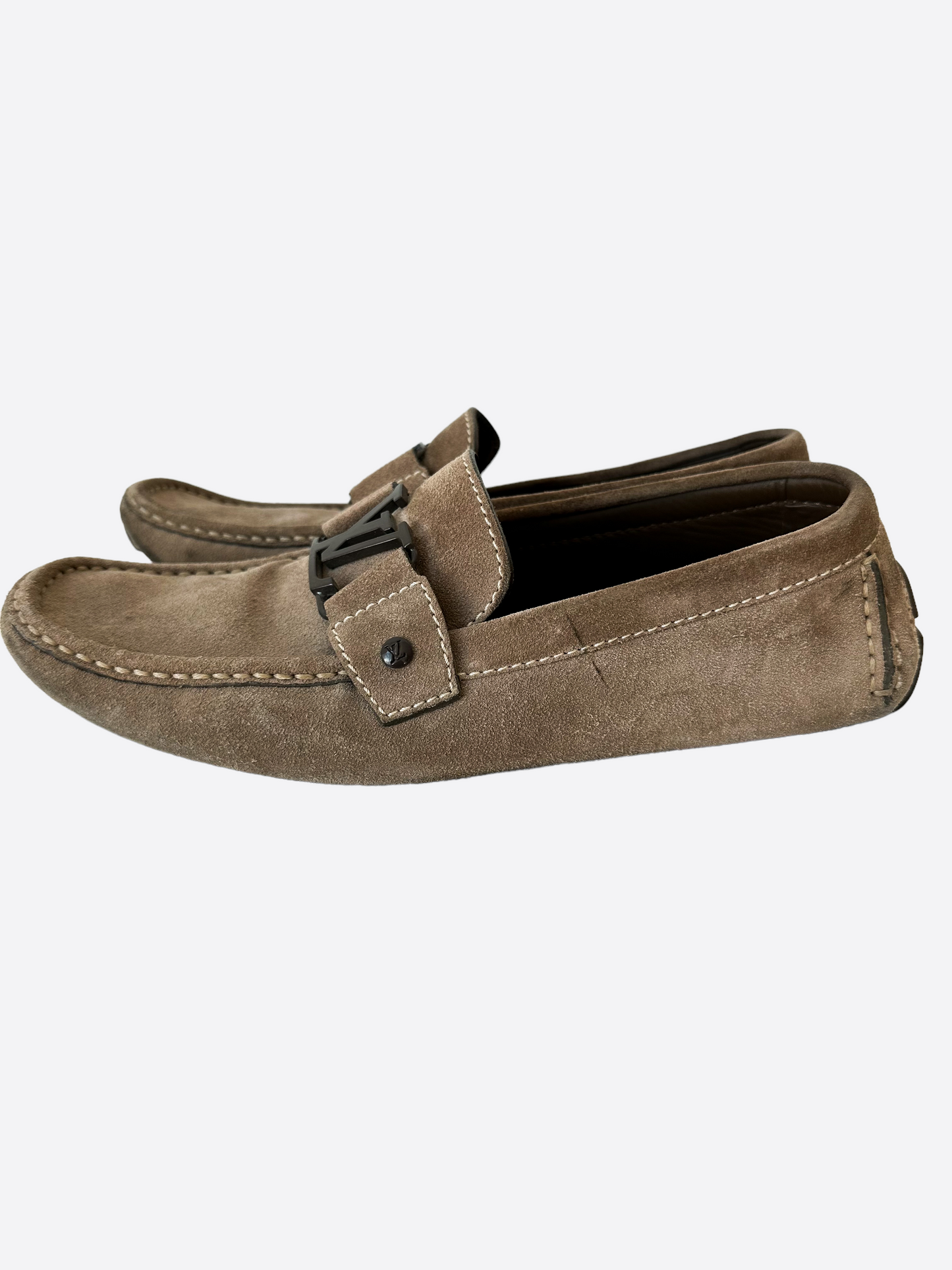 Louis Vuitton Brown Suede Logo Loafers