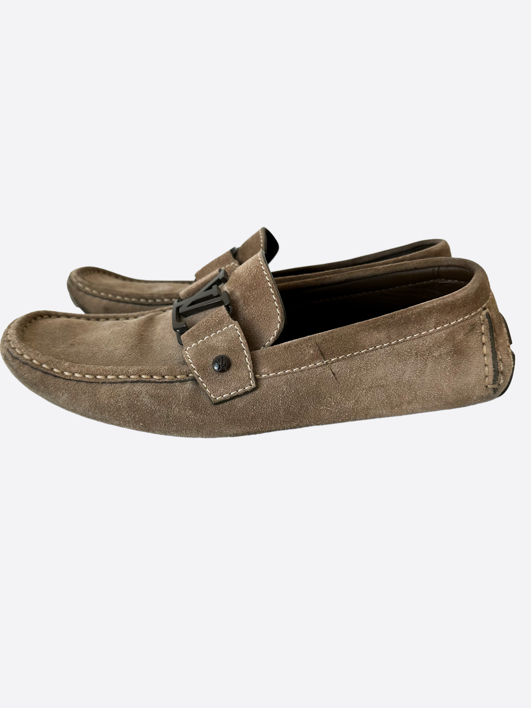 Louis Vuitton Brown Suede Logo Loafers – Savonches