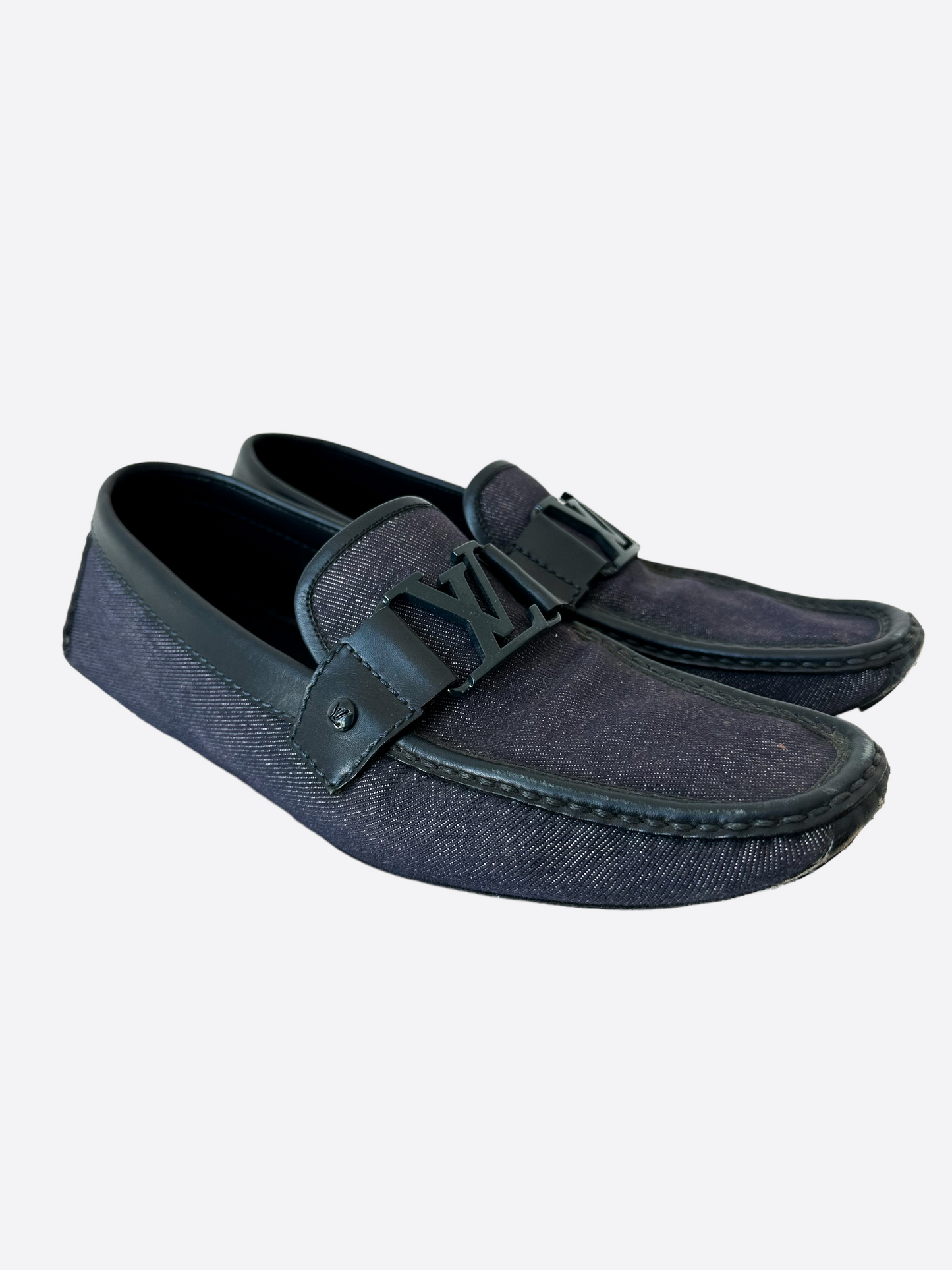 Louis Vuitton Navy Blue Logo Loafers