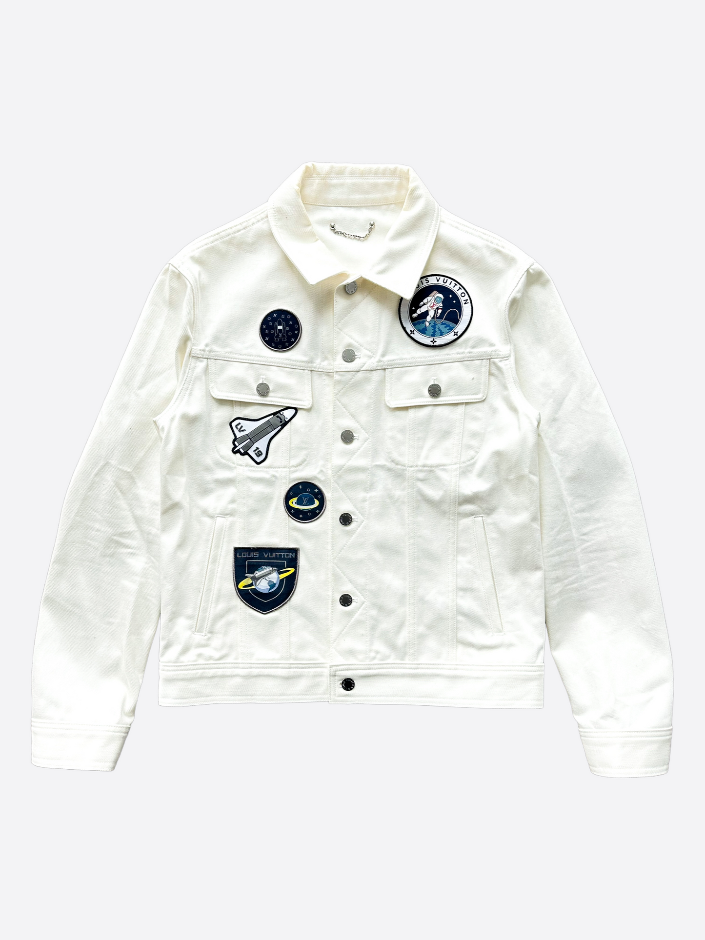 Louis Vuitton White Cotton Space Applique Denim Jacket L Louis