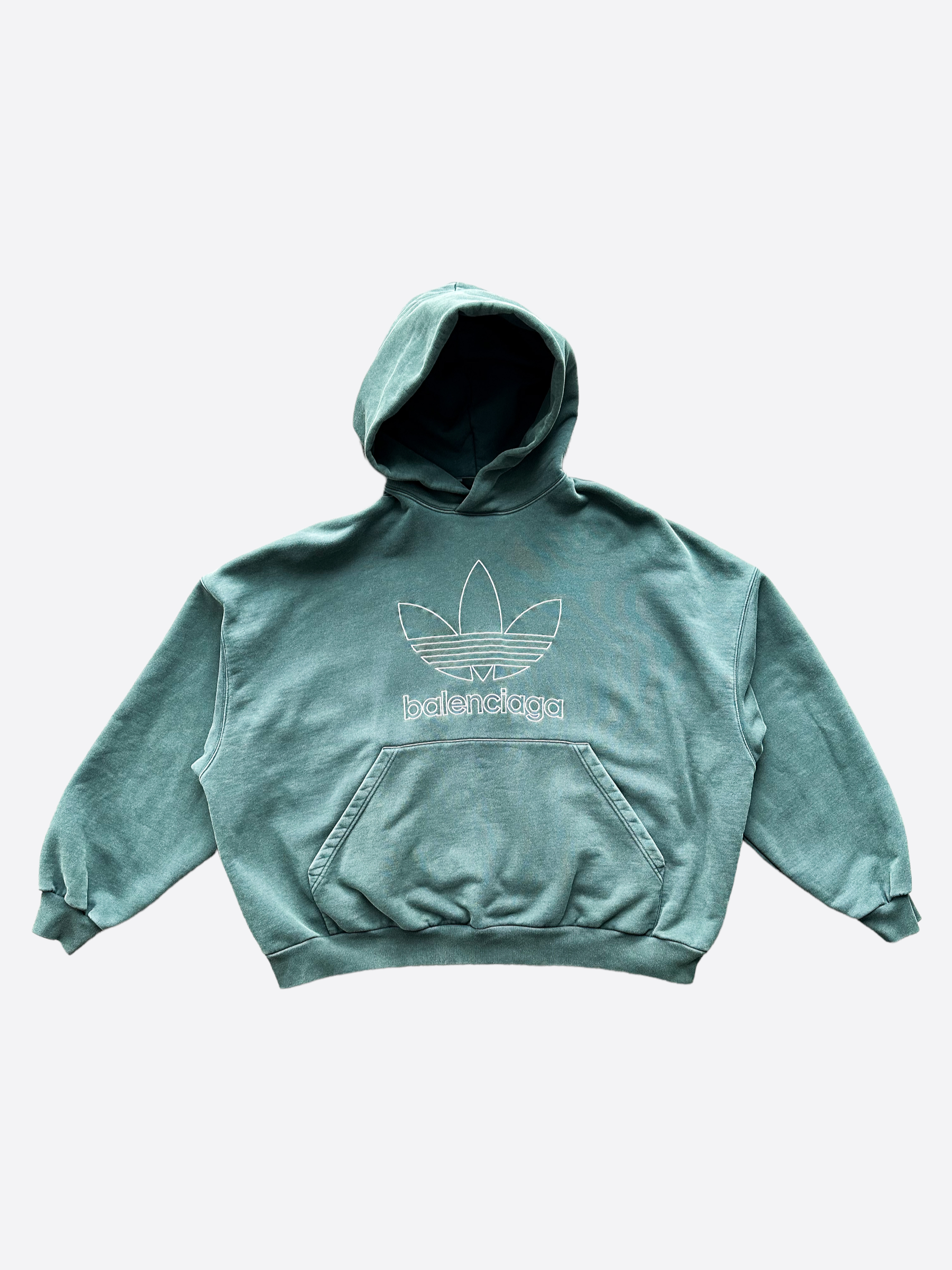 Balenciaga Adidas Green Oversized Unisex Logo Hoodie