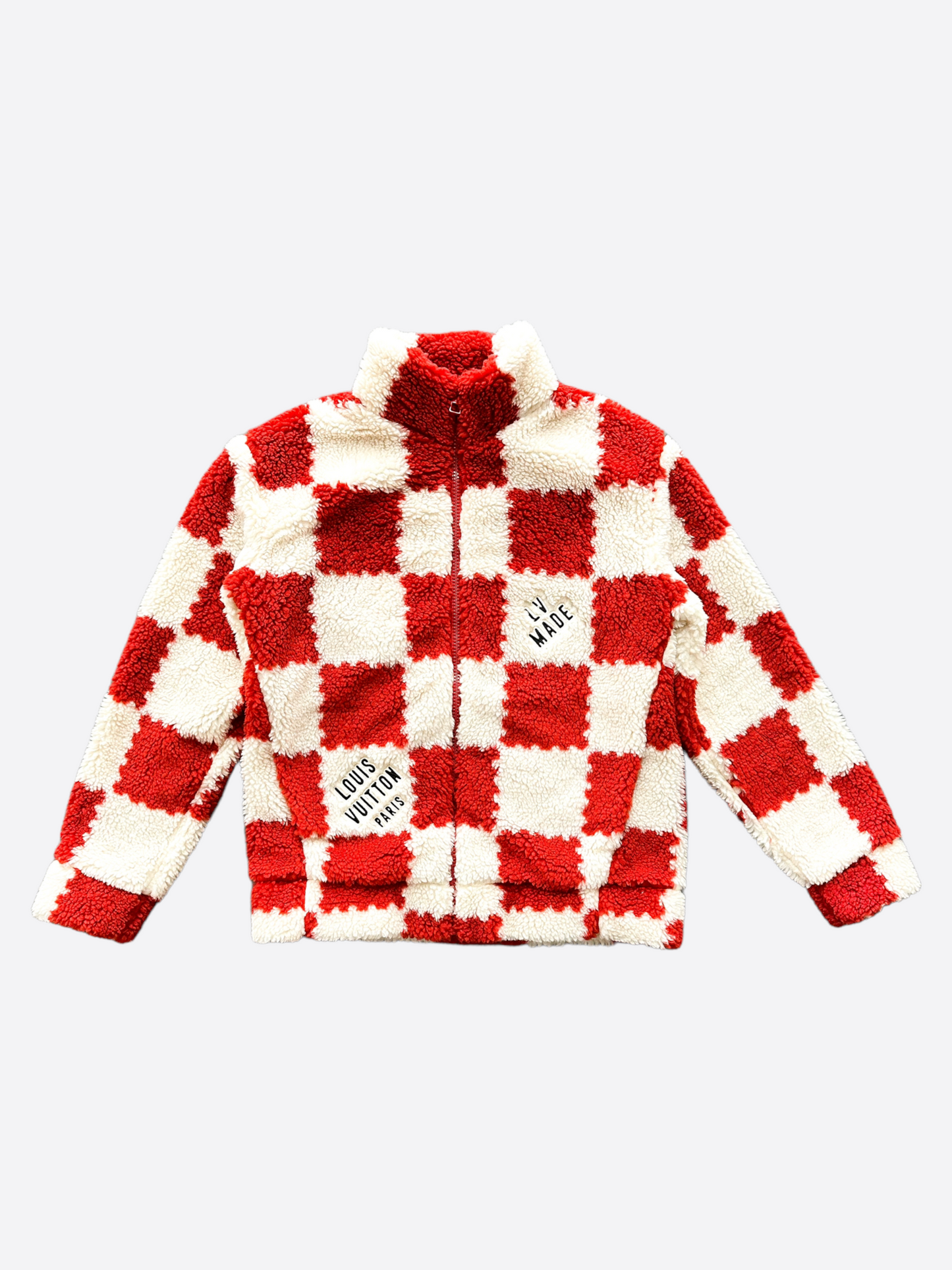 Louis Vuitton, Jackets & Coats, Louis Vuitton Nigo Jacquard Damier Red  Fleece Jacket