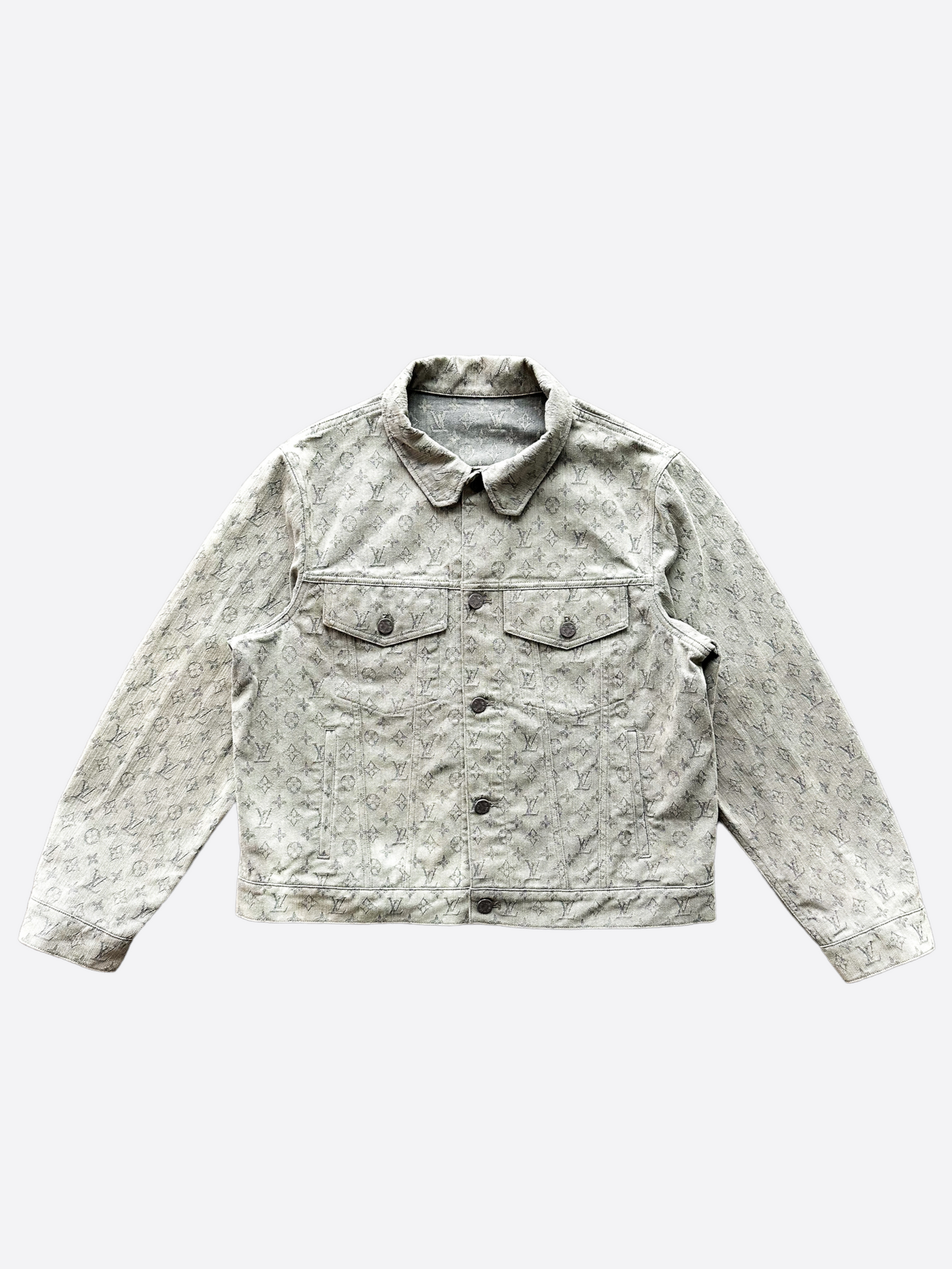 Louis Vuitton Monogram Tailored Denim Jacket, Grey, 46