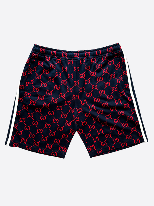 Gucci Blue & Red Monogram Jacquard Shorts