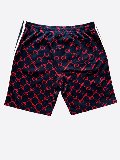 Gucci Blue & Red Monogram Jacquard Shorts