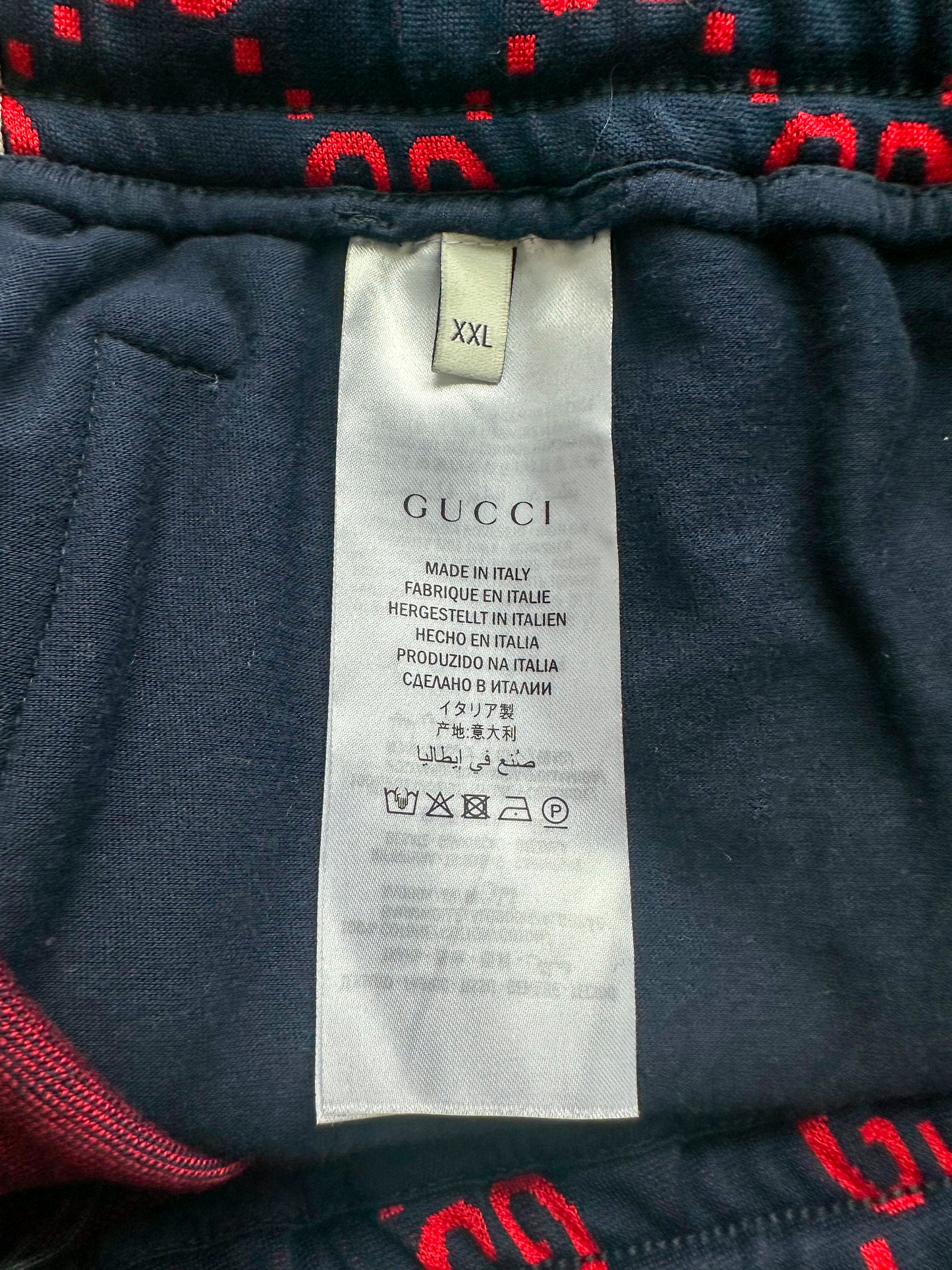 Gucci Blue & Red Monogram Jacquard Shorts