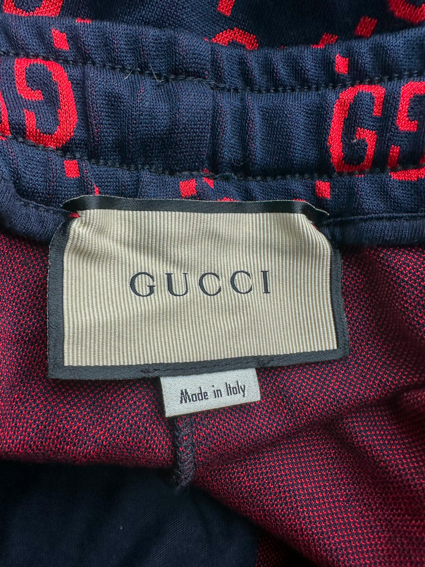 Gucci Blue & Red Monogram Jacquard Shorts