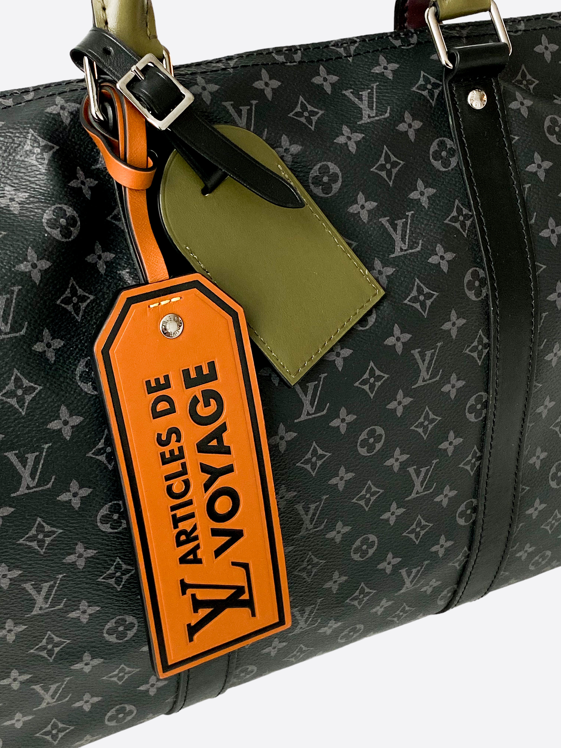 Louis Vuitton Limited Edition Eclipse/Reflective Monogram Split Canvas  Keepall Bandouliere 50 Bag - Yoogi's Closet