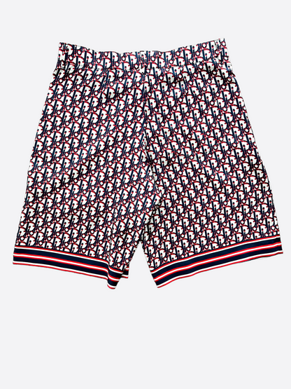 Dior Red & Blue Pixel Oblique Bermuda Shorts