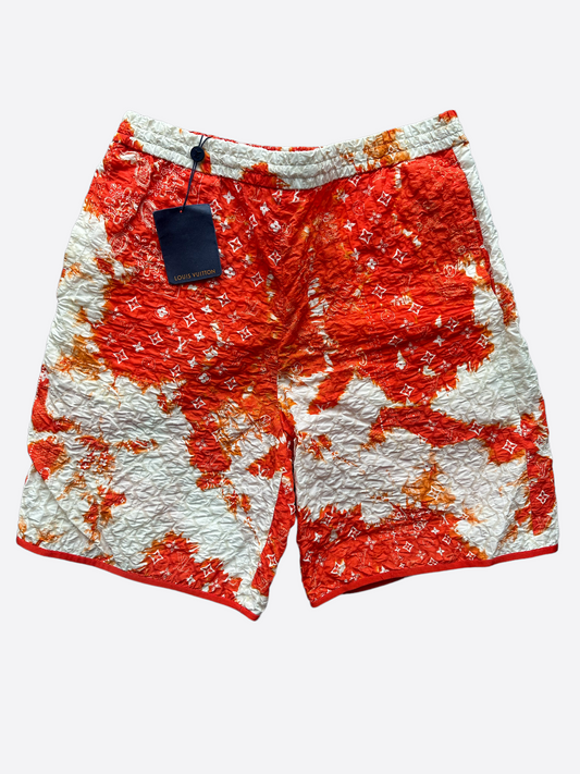 Louis Vuitton Orange Bandana Bleached Track Shorts