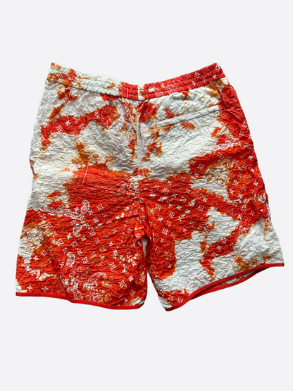 Louis Vuitton Orange Bandana Bleached Track Shorts