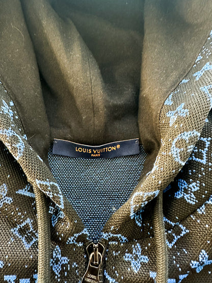 Louis Vuitton Black & Blue Monogram Zip Up Hoodie