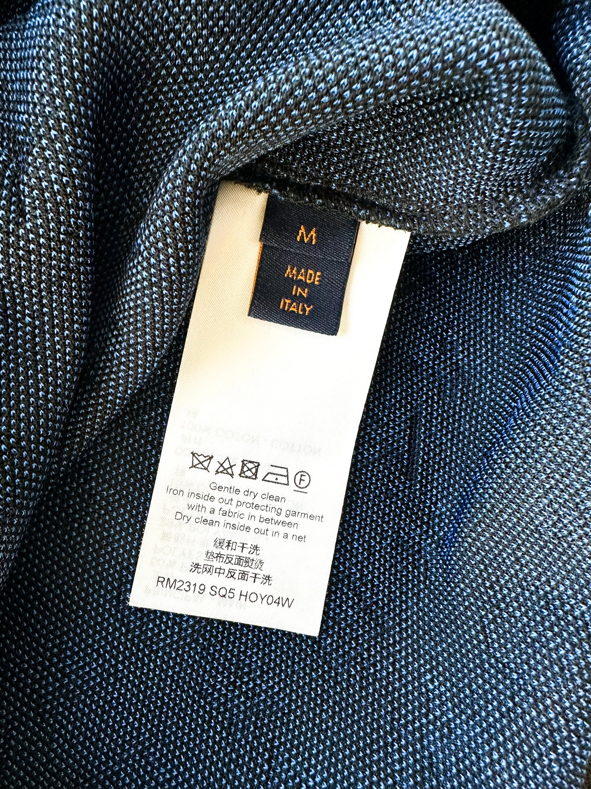 Auth Louis Vuitton Men's Logo Mesh V Zip Hoodie Black x Blue