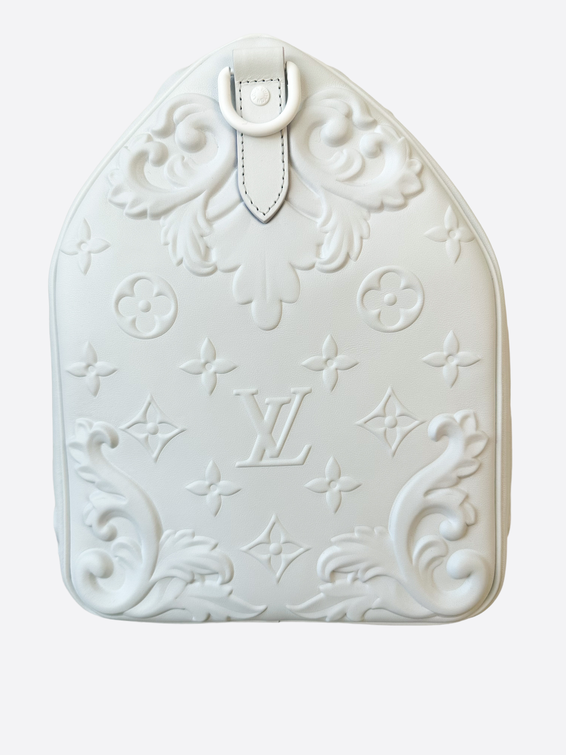 Louis Vuitton Optic White Embossed Monogram Keepall 50 Duffle Bag (PXZX)  144010012750 DO