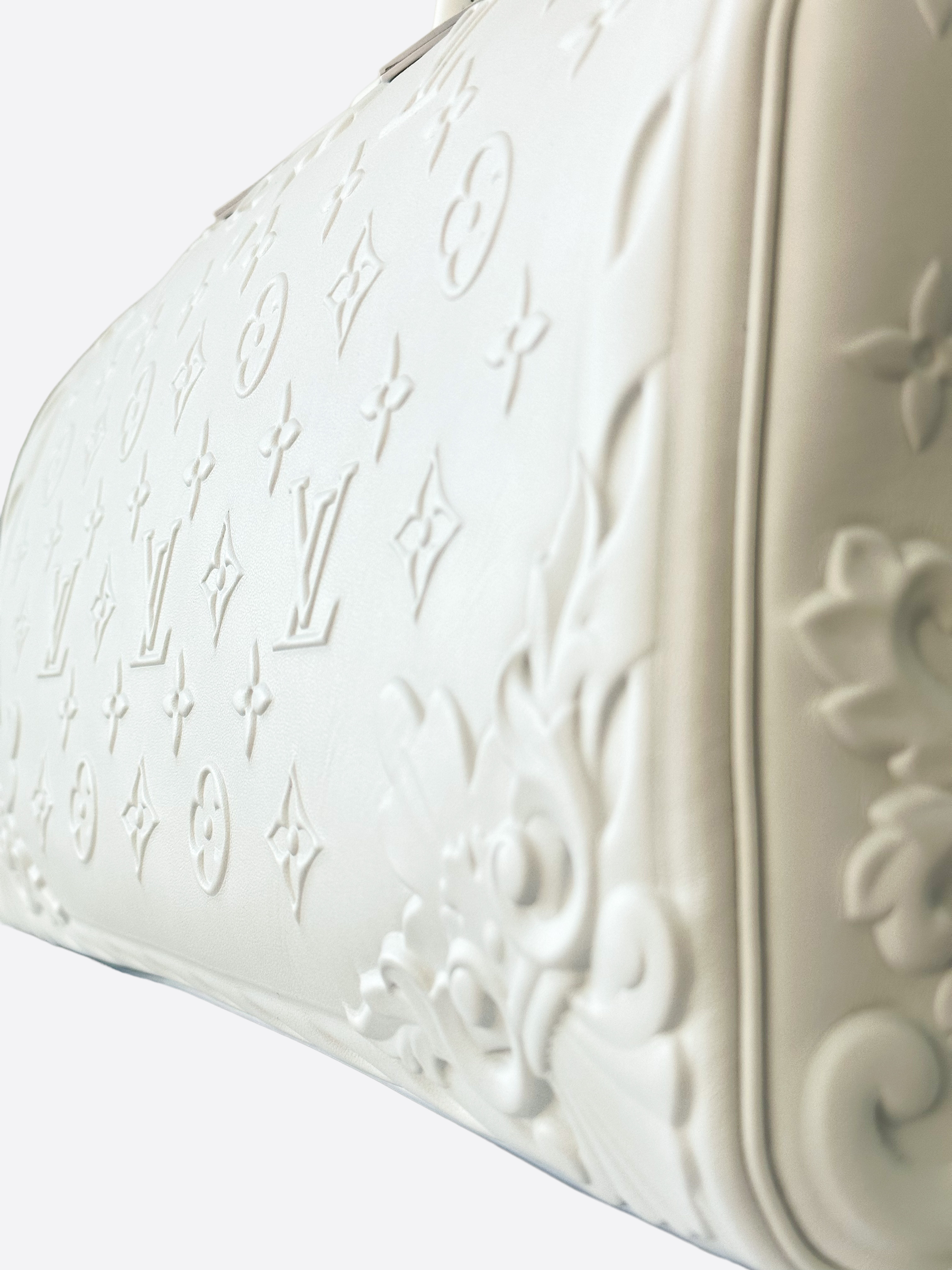 Louis Vuitton Optic White Embossed Monogram Keepall 50 Duffle Bag