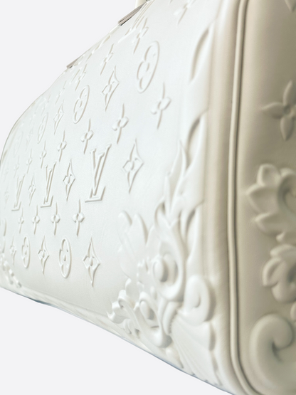 Louis Vuitton Optic White Embossed Monogram Keepall 50