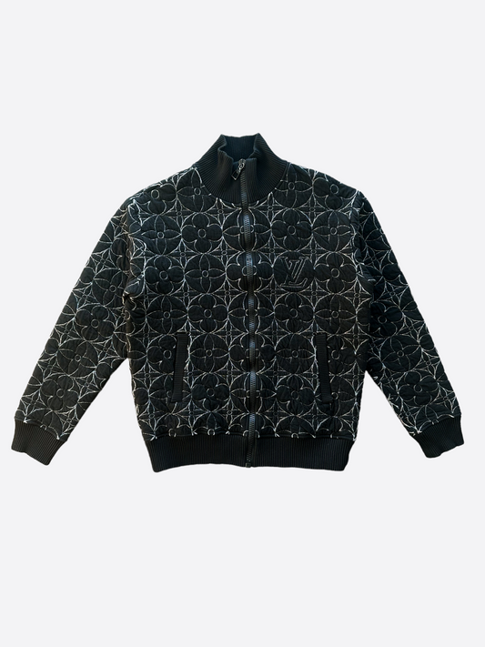 Louis Vuitton Black Flower Monogram Bomber Jacket