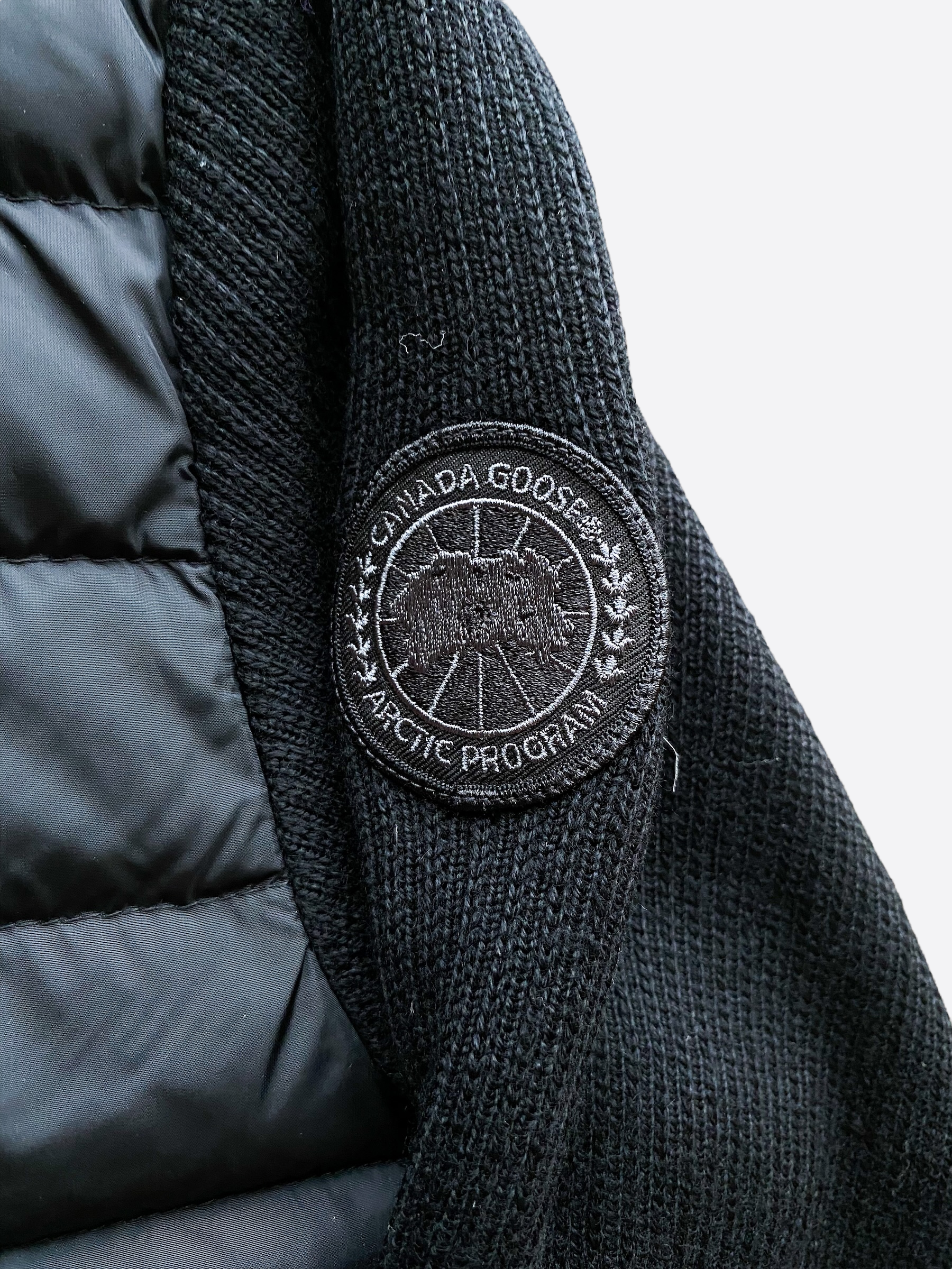Men's hybridge knit online down jacket black label