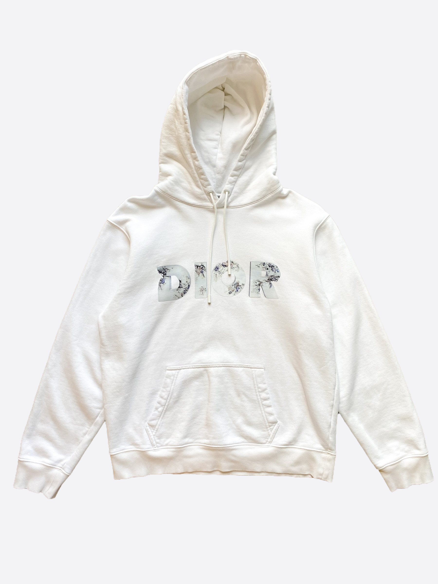 DIOR × DANIEL ARSHAM 20ss ロゴ プリント パーカー Pre-Owned DIOR SS20 Daniel Arsham 2020 Eroded Logo Cotton Hoodie