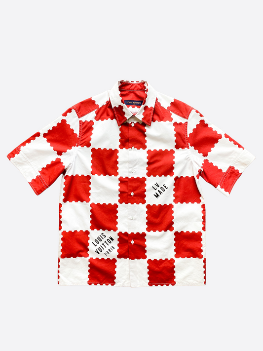 Louis Vuitton Nigo Red & White Checkered Button Up Shirt