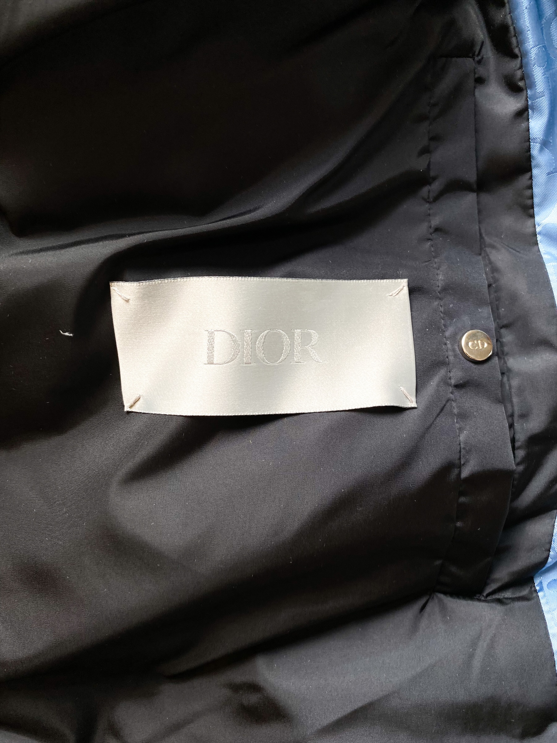 Christian Dior Light Blue Oblique Puffer Jacket EU Size 50