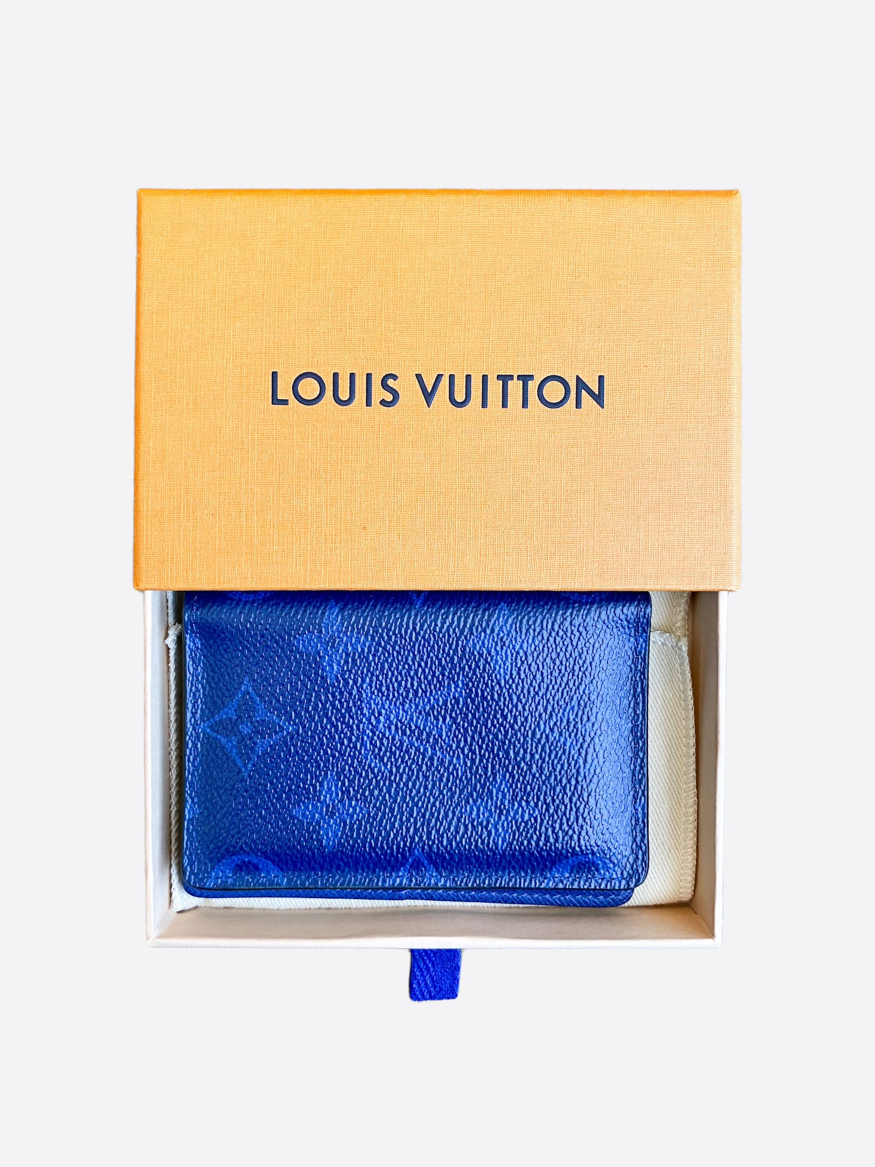 Pre-owned Louis Vuitton Pocket Organizer Monogram Pacific Taiga Blue