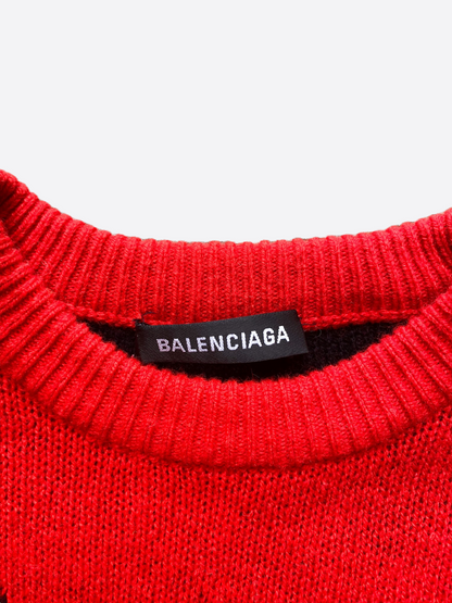 Balenciaga Red All Over Logo Sweater