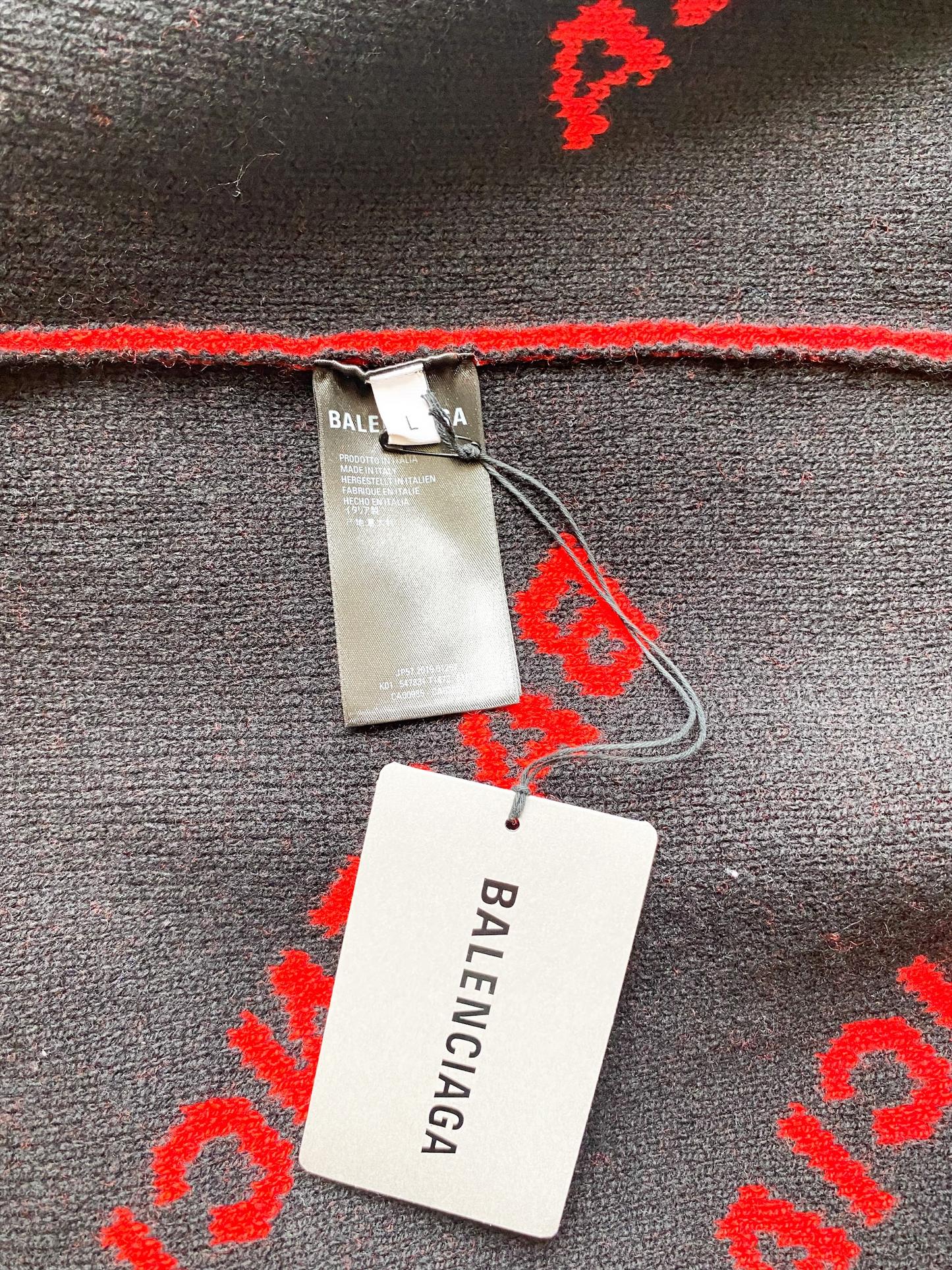 Balenciaga Red All Over Logo Sweater