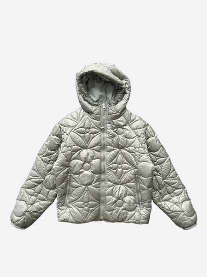 Louis Vuitton Silver Flower Monogram Puffer Jacket