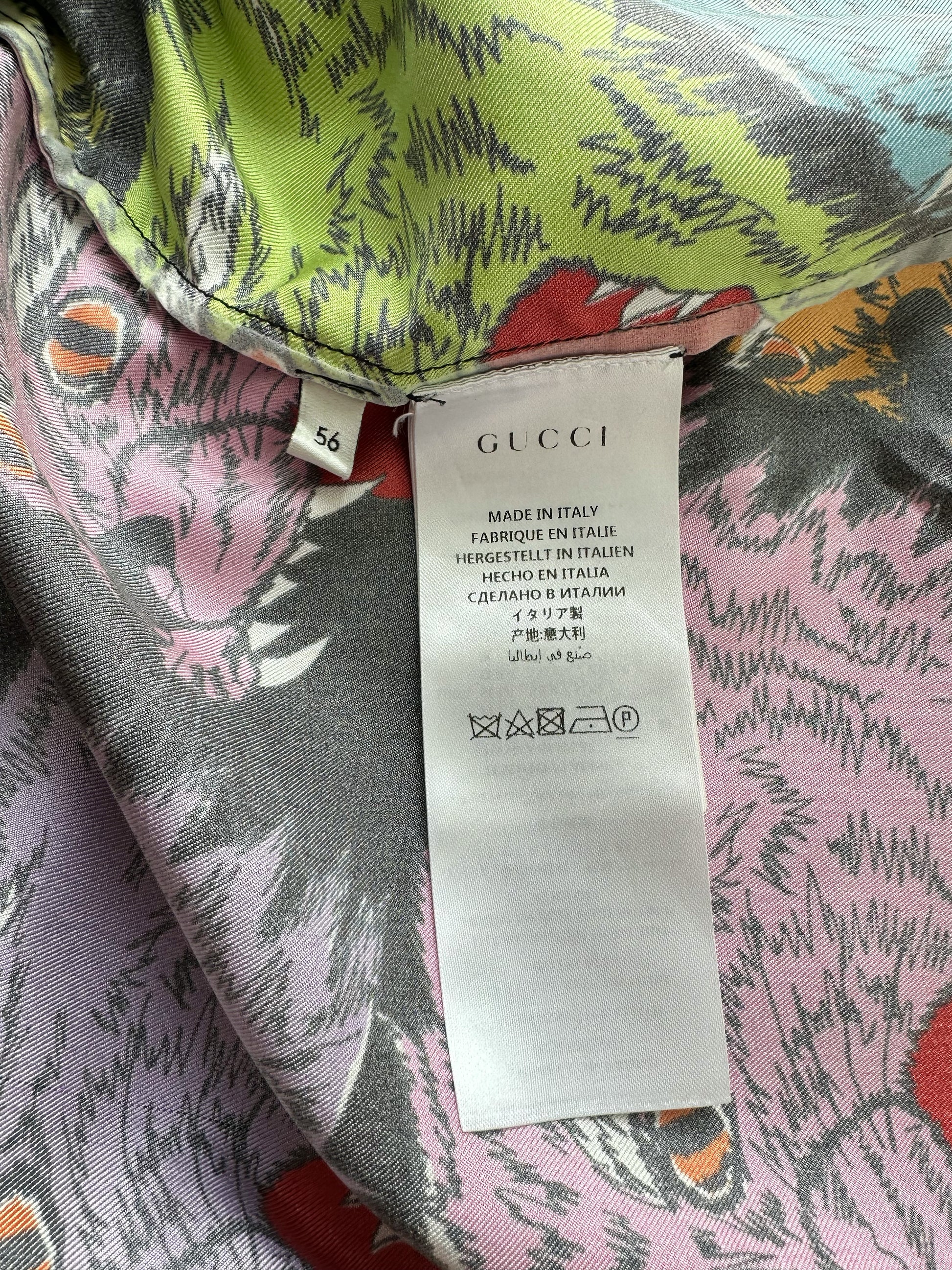 Gucci Rainbow Tiger Silk Button Up Shirt