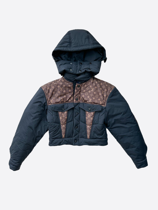 Louis Vuitton Black & Brown Monogram Womens Puffer Jacket