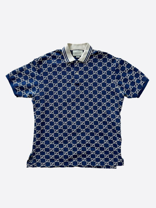 Gucci Blue GG Monogram Polo T-Shirt