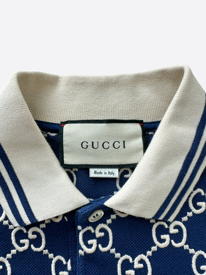 Gucci Blue GG Monogram Polo T-Shirt