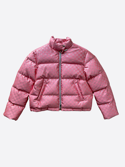 Louis Vuitton Pink Glitter Damier Women's Puffer Jacket