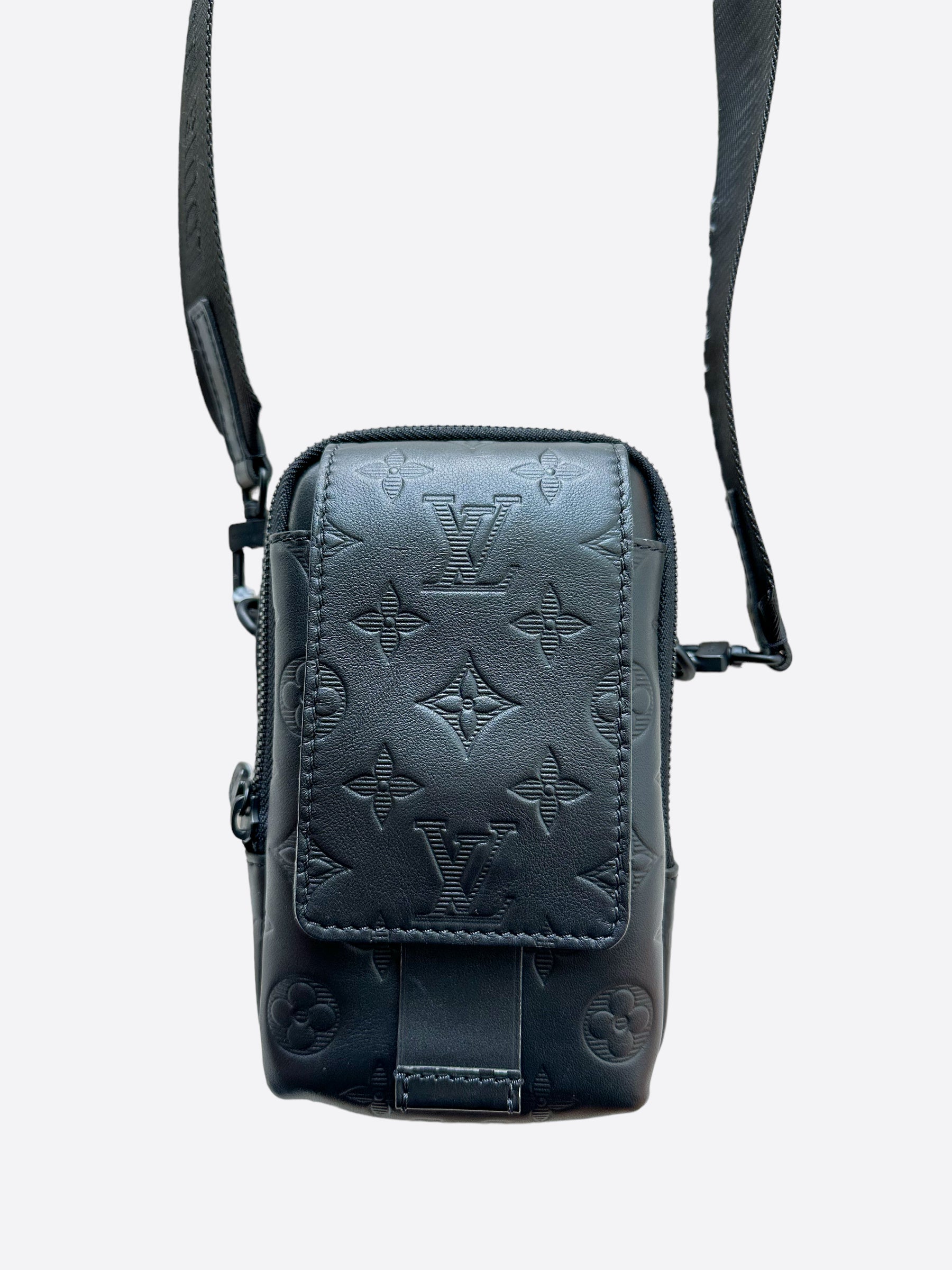 Louis Vuitton Black Monogram Shadow Double Phone Pouch NM