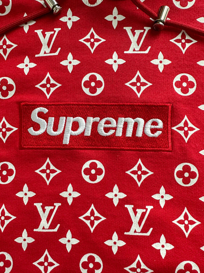 Louis Vuitton Supreme Red Monogram Box Logo Hoodie