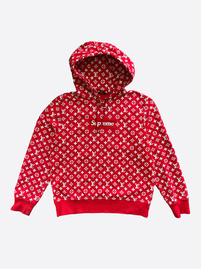 Louis Vuitton Supreme Red Monogram Box Logo Hoodie