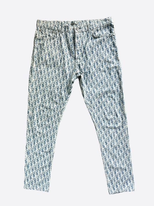 Dior Blue & White Oblique Slim Jeans