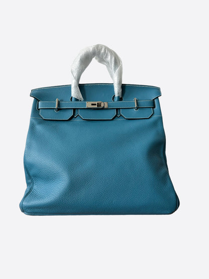 Hermes Bleu Jean Clemence Leather HAC Birkin 40