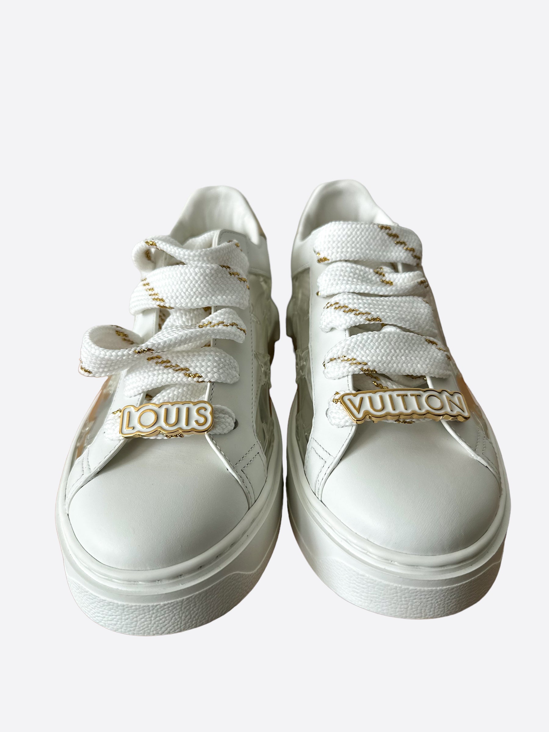 Louis Vuitton White & Gold Transparent Time-Out Womens Sneaker – Savonches