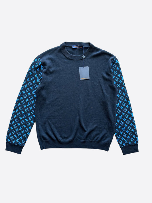 Louis Vuitton Navy Arm Monogram Knit Sweater