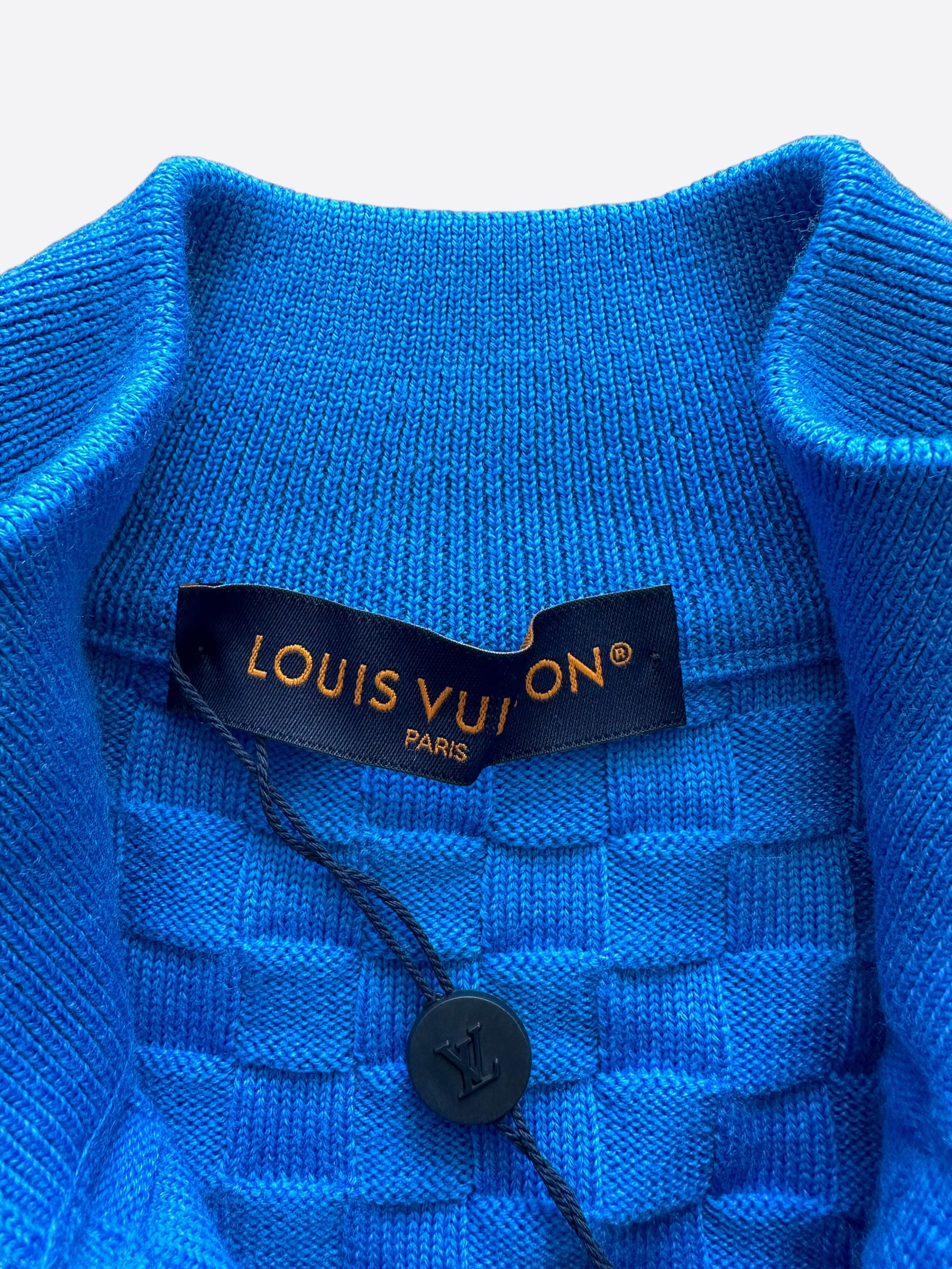 Louis Vuitton Mens Gray Cashmere Half and Half Monogram Crewneck Sweater   Luxuria  Co