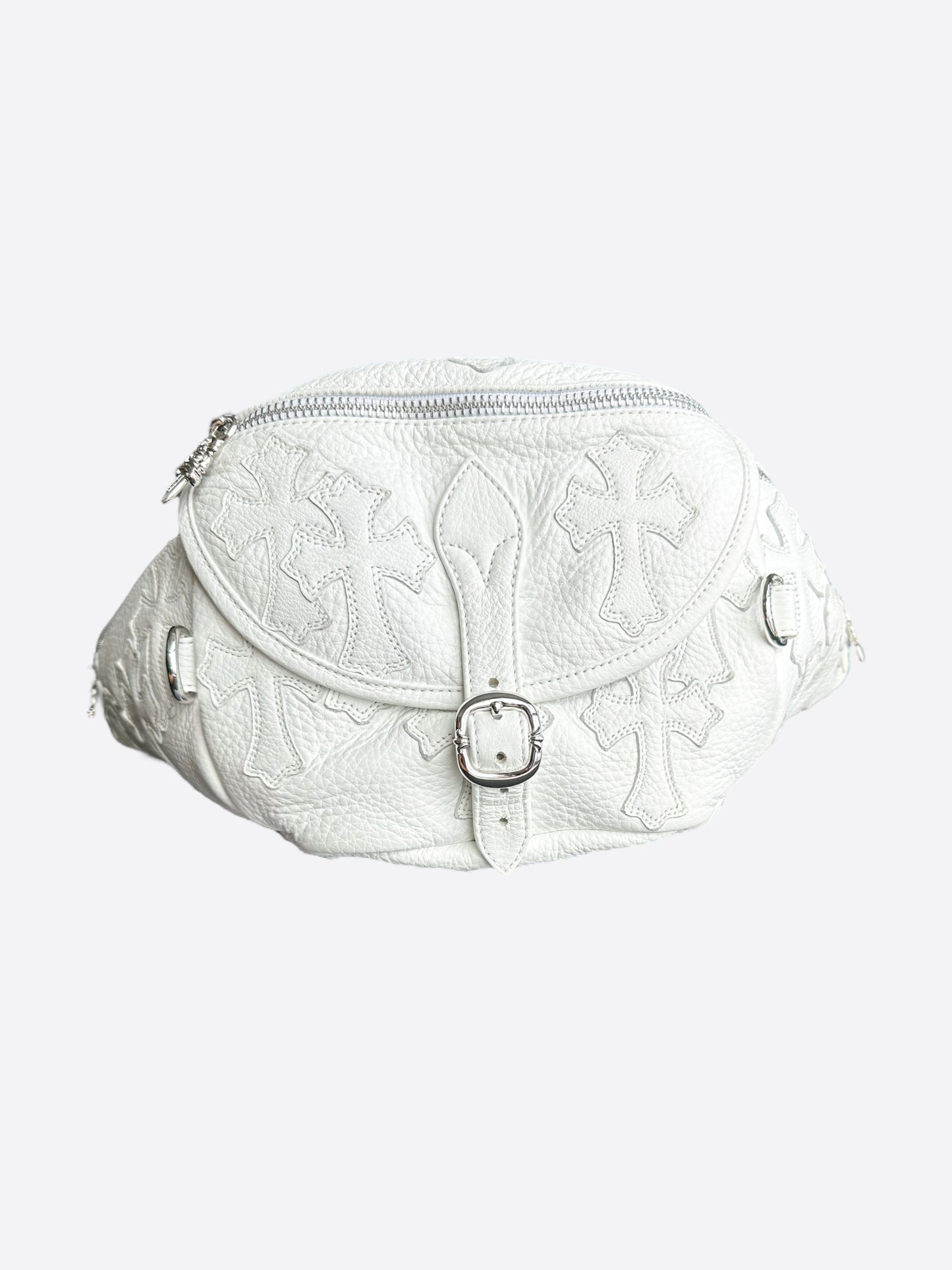 Chrome Hearts White Leather Cross Patch Bumbag