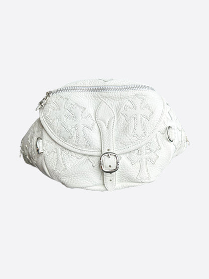 Chrome Hearts White Leather Cross Patch Bumbag