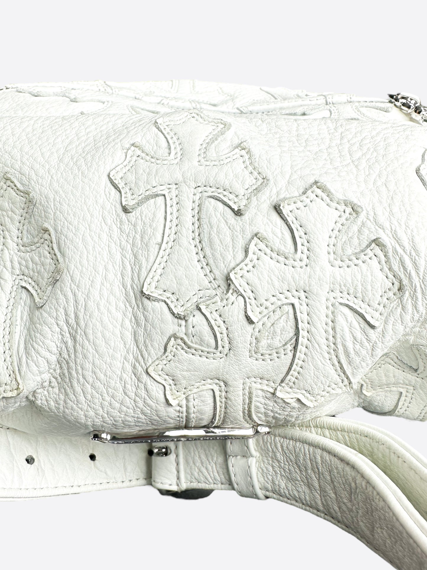 Chrome Hearts White Leather Cross Patch Bumbag